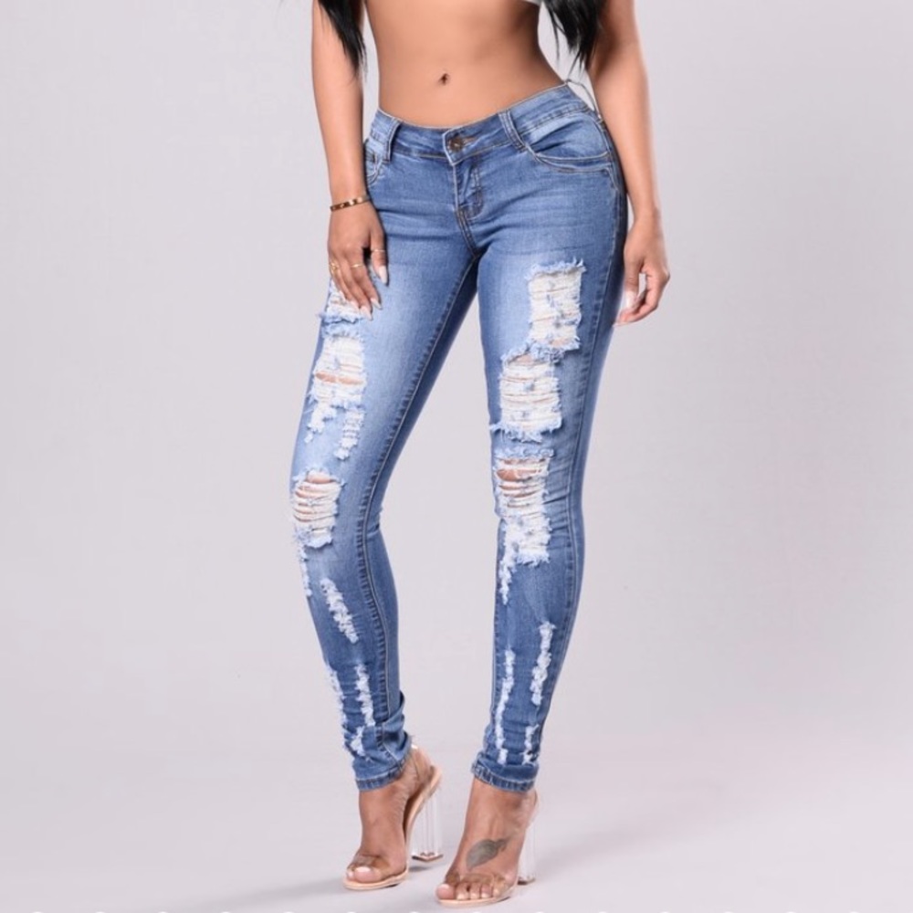 Distressed jeans